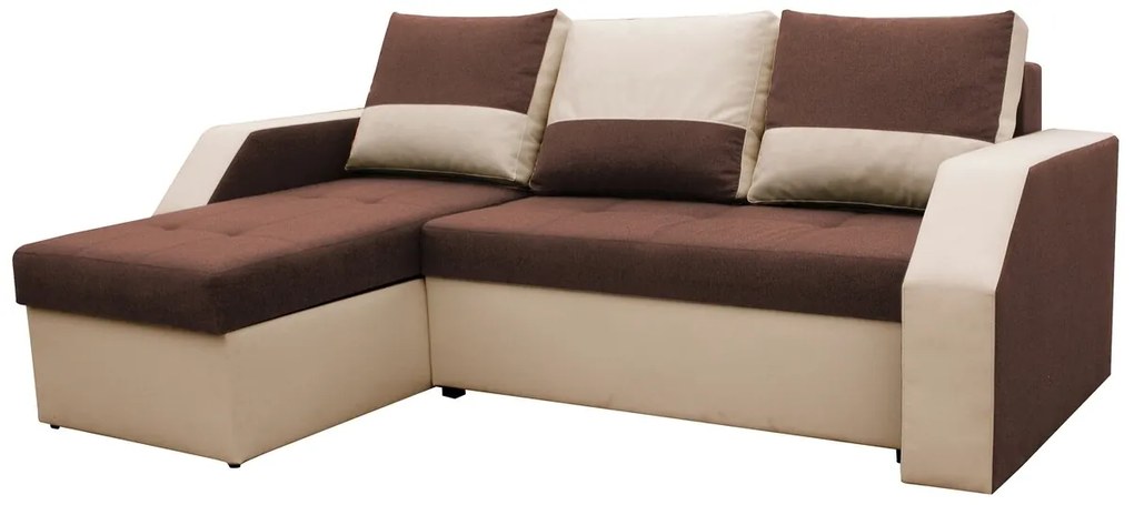 Coltar extensibil Madrid, 226x145x79 cm, 2 lazi depozitare, Reversibil, Maro/Bej