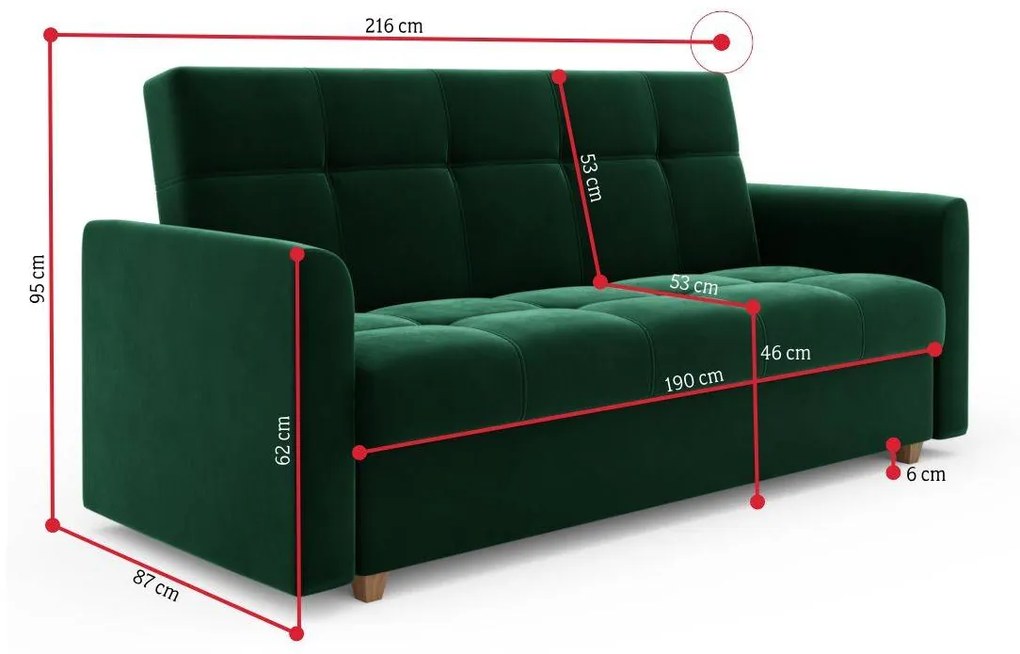 Supermobel Canapea tapitata extensibila LENTO, 215x88x85, itaka 39