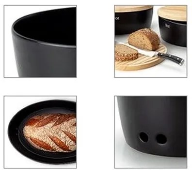 Cutie de pâine 13,5x36 cm neagră/bej Continenta C3732