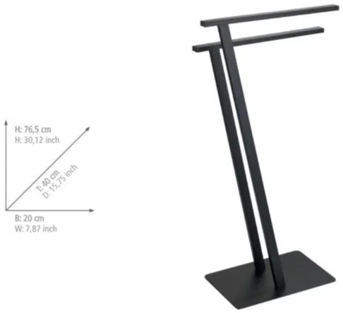 WENKO 24396100 - Suport pentru prosoape LIRIO, 20 x 40 cm, negru