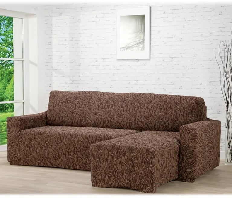 Huse care se întind foarte bine 3D FUSTA maro canapea cu otoman dreapta (l. 210 - 270 cm)