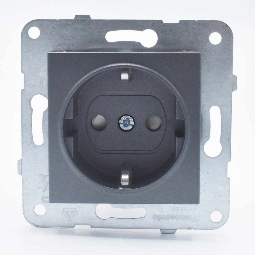 Priza simpla cu impamantare si protectie copii, 16A, IP20, Grafit, Panasonic Arkedia Slim\ Karre Plus