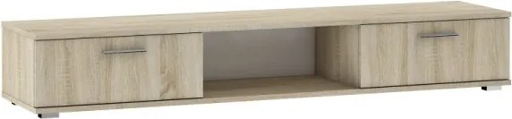 Comodă TV, 176x40x28 cm, Aridea, ADRK Furniture (Culoare: Negru Lucios / Negru Mat)