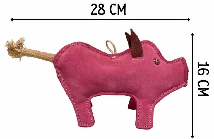 Jucărie pentru câini PafDog Purcelușul Pinky din piele și iută, 28 cm