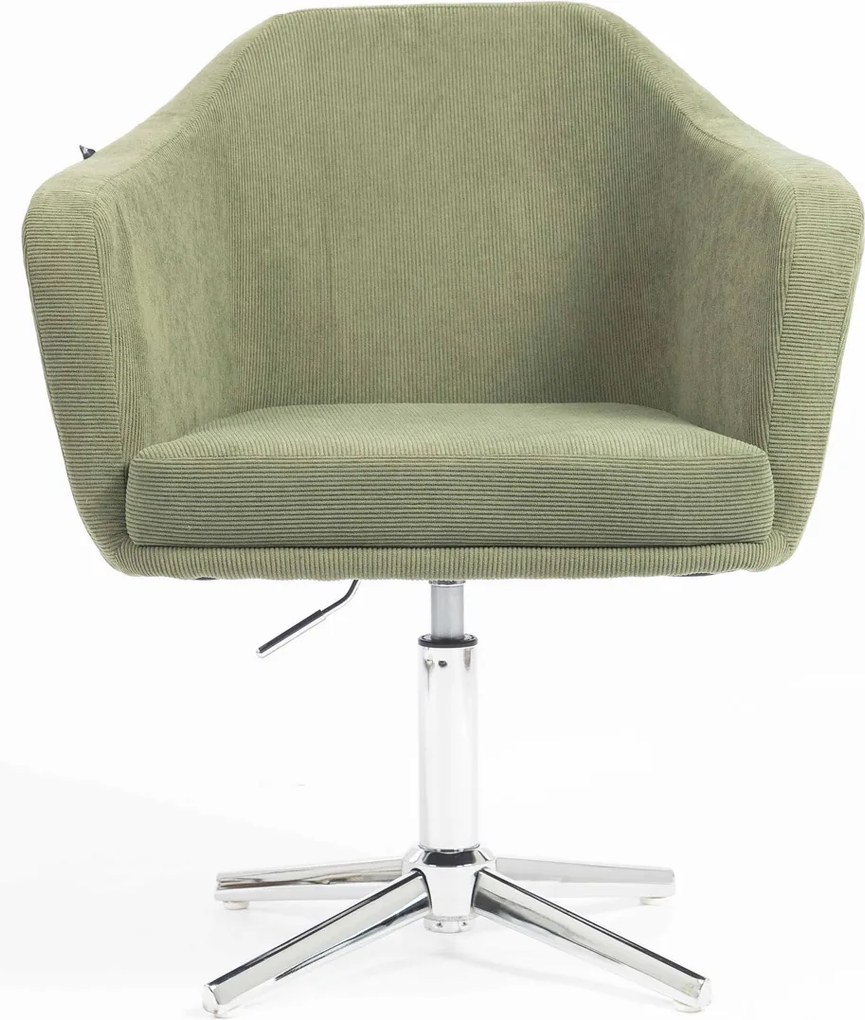 HR832CROSS Scaun Catifea Reiată Premium culoare verde salvie cu Bază Cromata