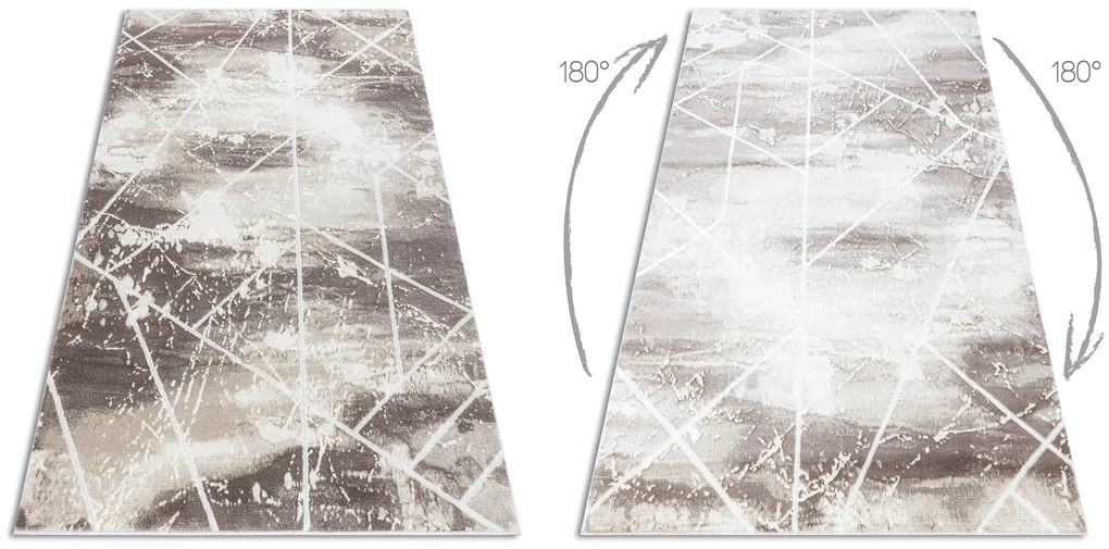 Covor CORE 1818 Geometric - structural, două niveluri de lână, fildeş / alb