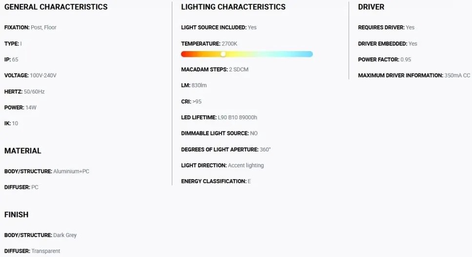 Mini Stalp LED iluminat exterior simetric 360º IP65 RUSH 25cm 2700K