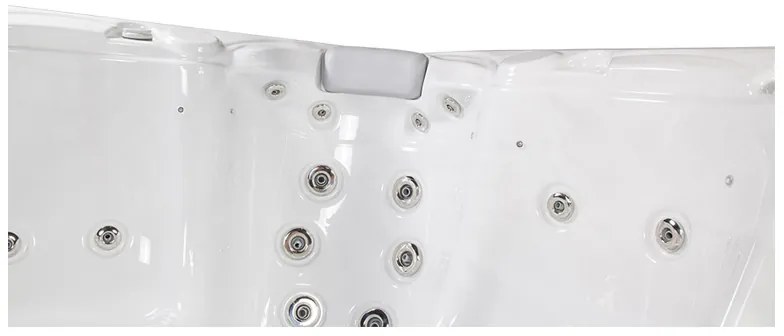 Minipiscina Pluto alb lucios, Wellis, MyLine, sistem stereo myMusic, 5 locuri, 200x200 cm
