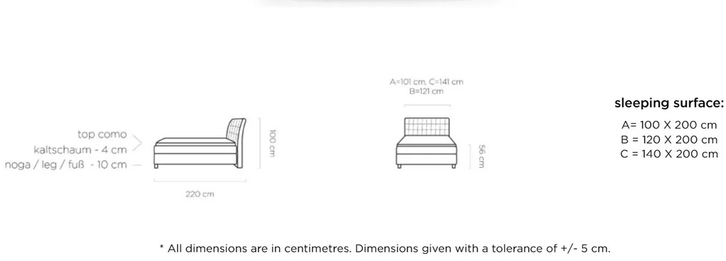Pat tapitat tip boxspring Happy - 100 x 200 cm