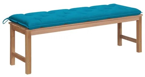 Bancă de grădină, pernă albastru deschis, 150 cm lemn masiv tec
