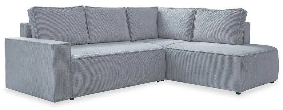 Colțar gri deschis extensibil cu tapițerie din catifea reiată (cu colț pe partea dreaptă) Brave Dave – Miuform