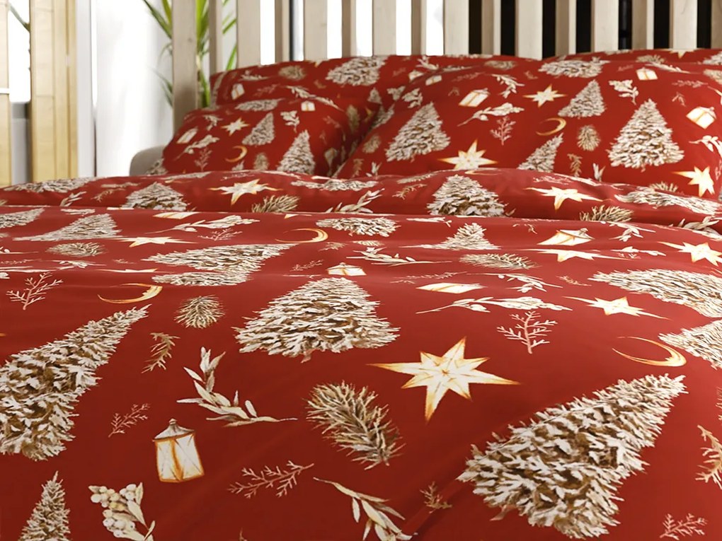 Lenjerie de pat din microfibra GOLD CHRISTMAS rosu Dimensiune lenjerie de pat: 2 buc 70 x 90 cm | 200 x 220 cm
