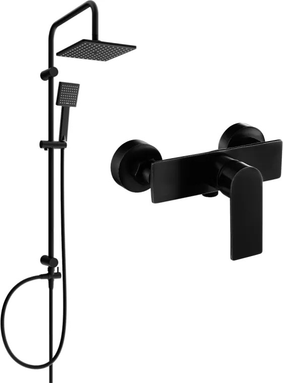 Mexen Tord set de duș montat pe perete cu coloană de duș și baterie duș Alfa, negru - 745740200-70