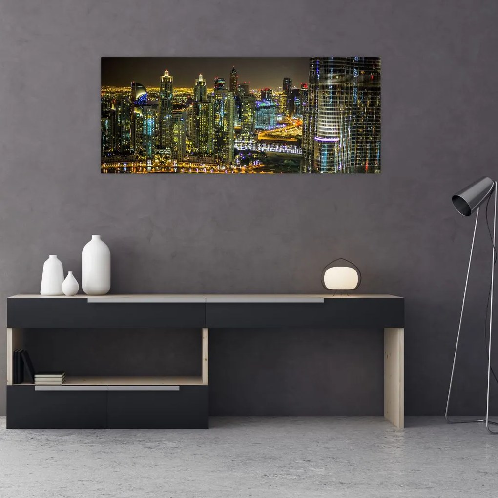 Tablou cu oraș nocturn (120x50 cm)