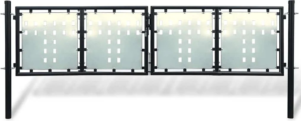 vidaXL Poartă de gard cu o singură ușă neagră, 300x75 cm
