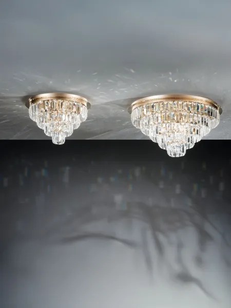 Ondaluce - Plafonieră cu cristale CASTLE, 12xG9/7W/230V, Ø 60 cm, aurie