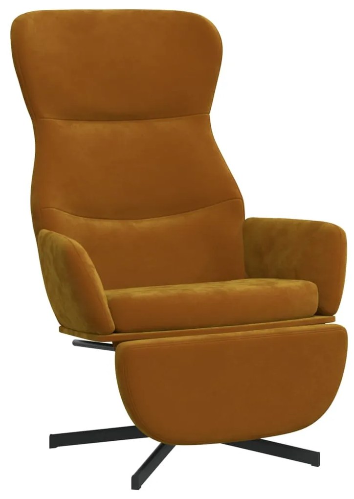 3097503 vidaXL Scaun de relaxare cu taburet, maro, catifea