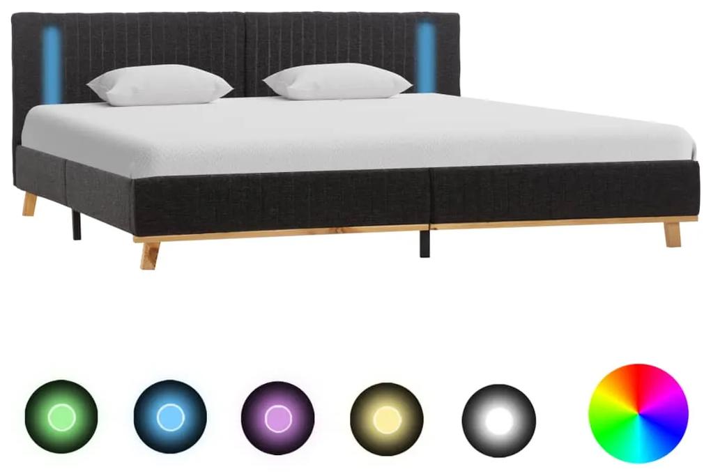 286654 vidaXL Cadru pat cu LED, gri închis, 180 x 200 cm, material textil