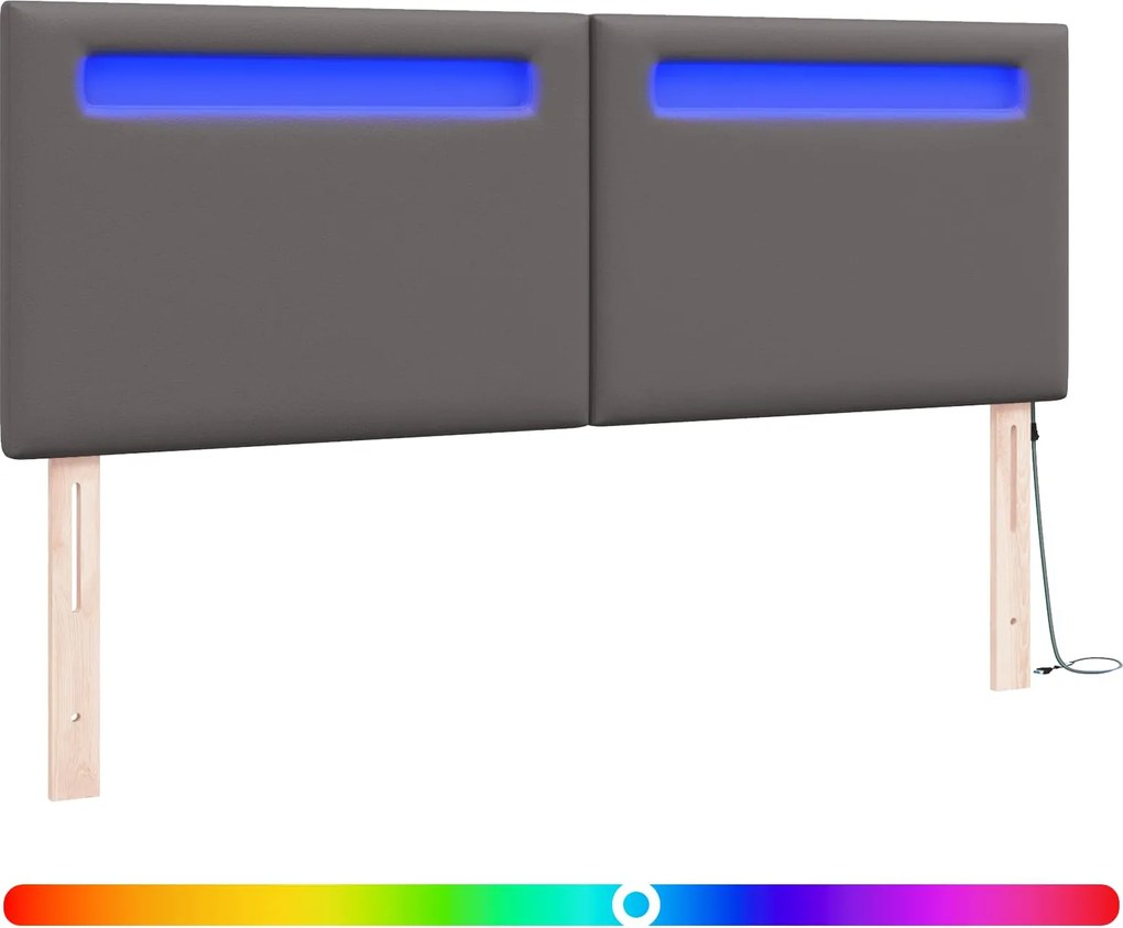 vidaXL Tăblie LED Gri 160 cm Piele artificială