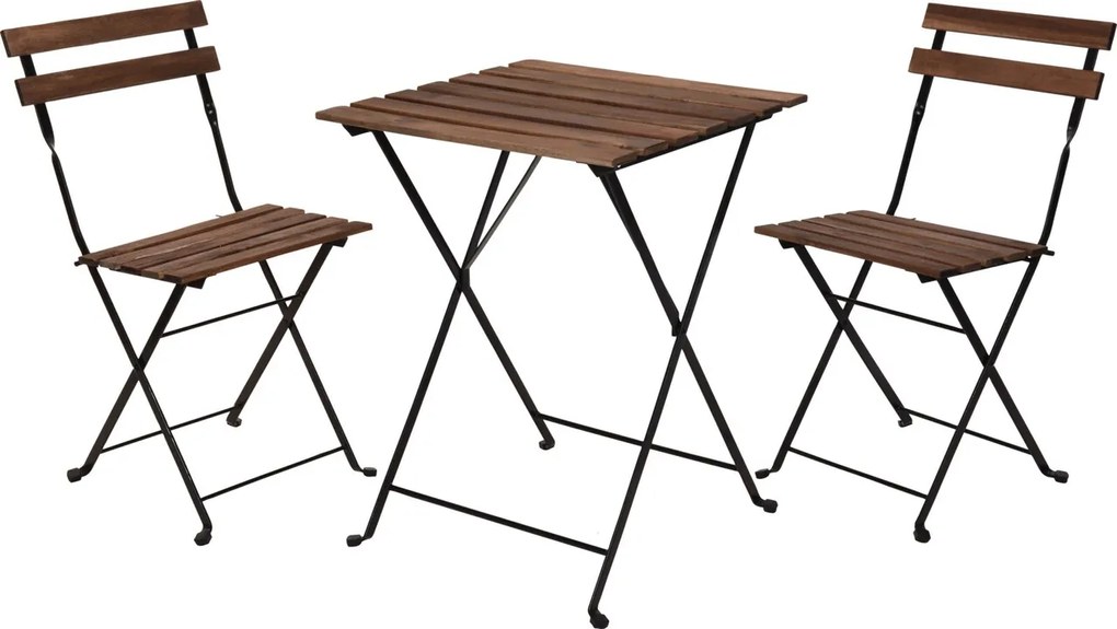 Set mobilier de gradina Bistro Rustic, 3 piese, metal/lemn, maro