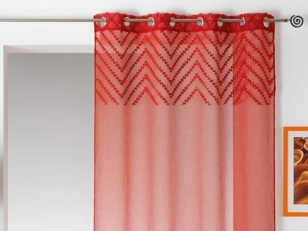 Perdea roșie cu un model delicat pe partea de sus SAHARA TOP 140x240 cm