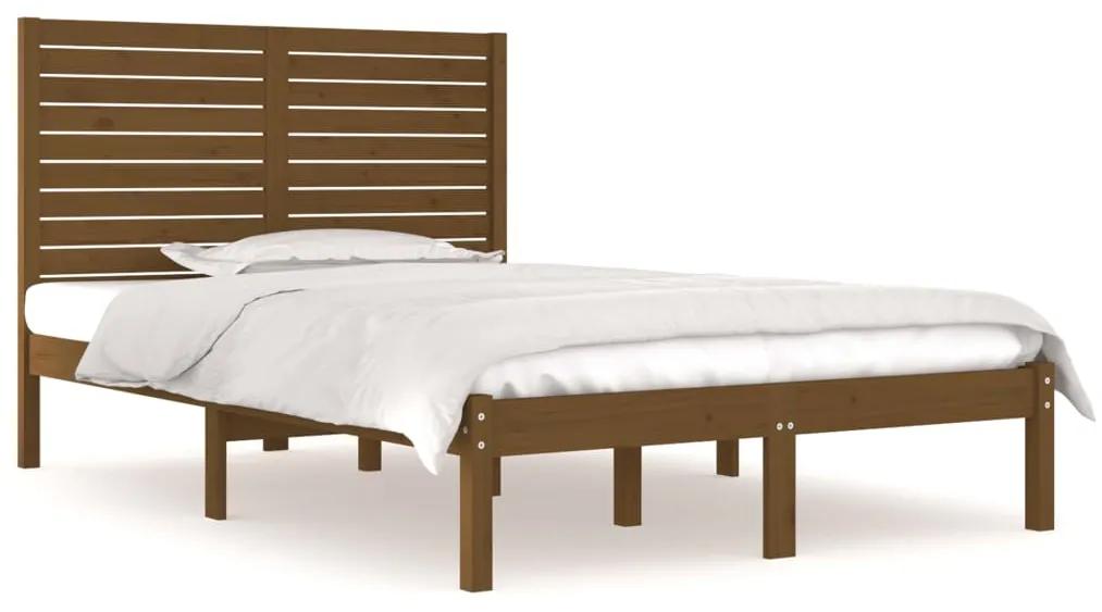 3104581 vidaXL Cadru de pat mic dublu, maro miere, 120x190 cm, lemn masiv