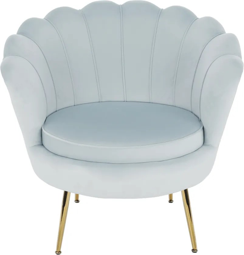 Fotoliu în stil Art-deco, catifea Velvet gri-albastru/crom auriu, NOBLIN