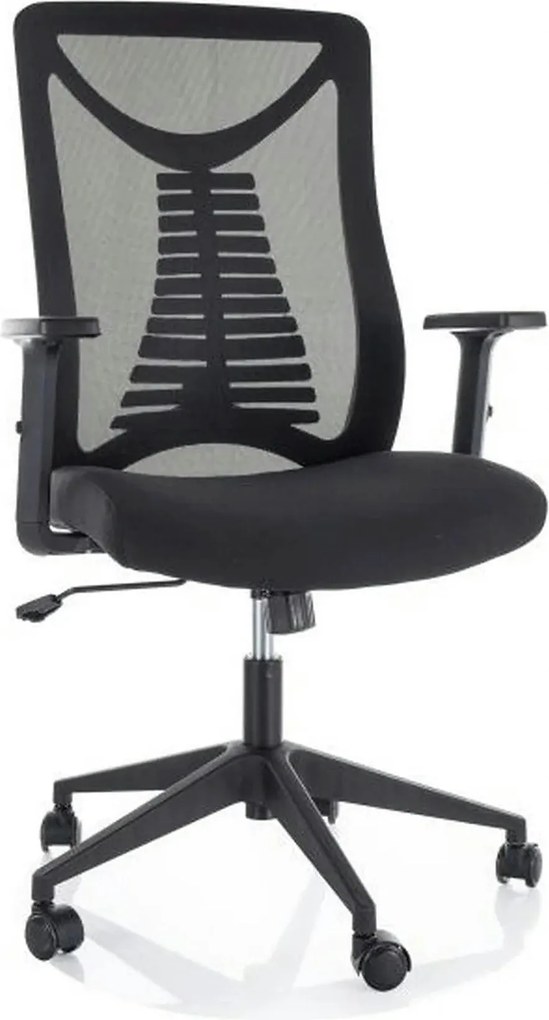 Scaun birou Q-330R, negru, stofa/plasa, 62x48x103/113 cm