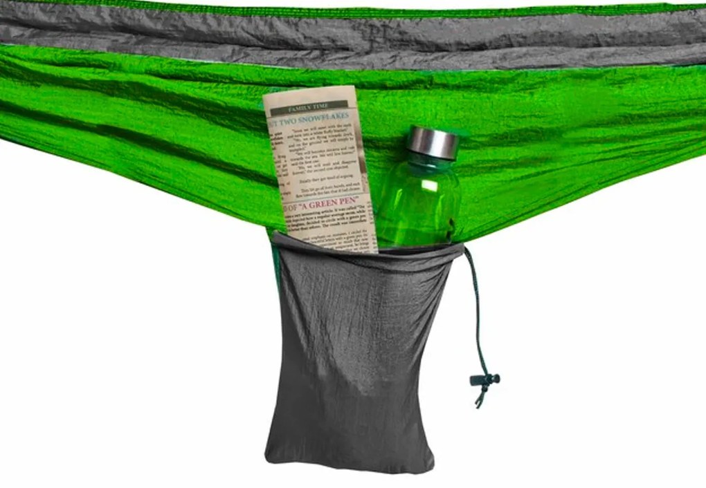 Hamac turistic SANTIAGO 260x140 cm, verde/gri