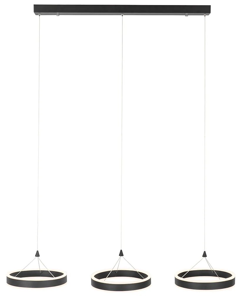 Lampă suspendată neagră dreptunghiulară incluzând LED cu dimmer în 3 trepte cu 3 lumini - Lyani