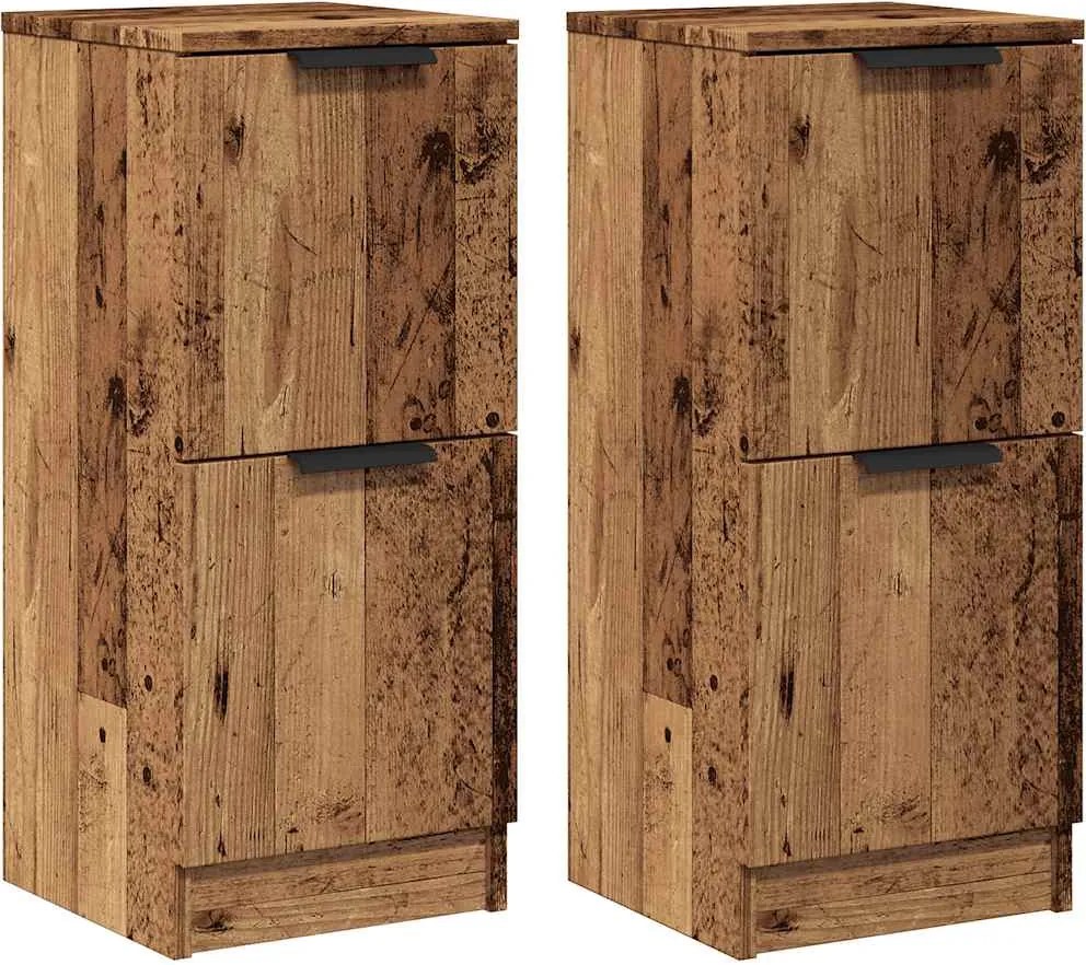 vidaXL Dulapuri, 2 buc., lemn vechi, 30x30x70 cm, lemn prelucrat