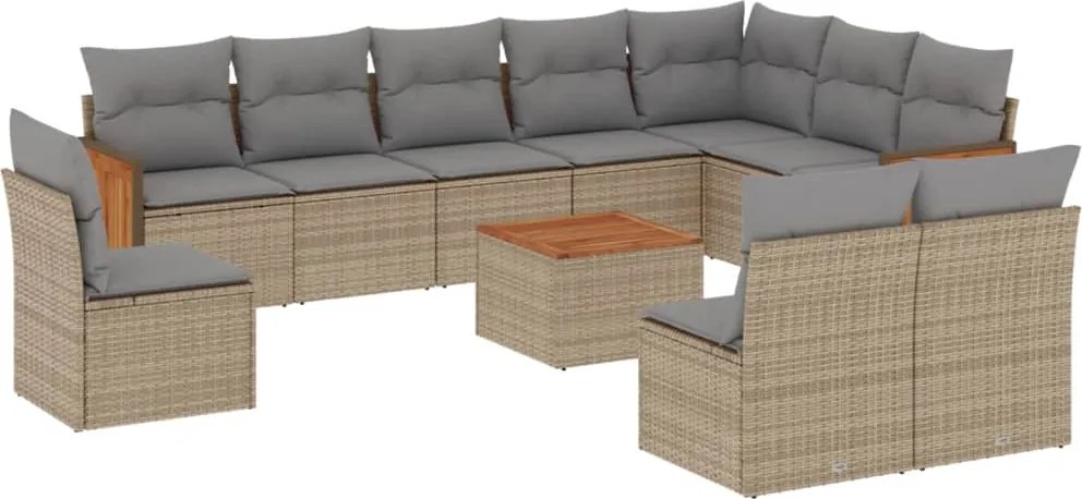 vidaXL Set canapele de grădină cu perne, 11 piese, bej, poliratan