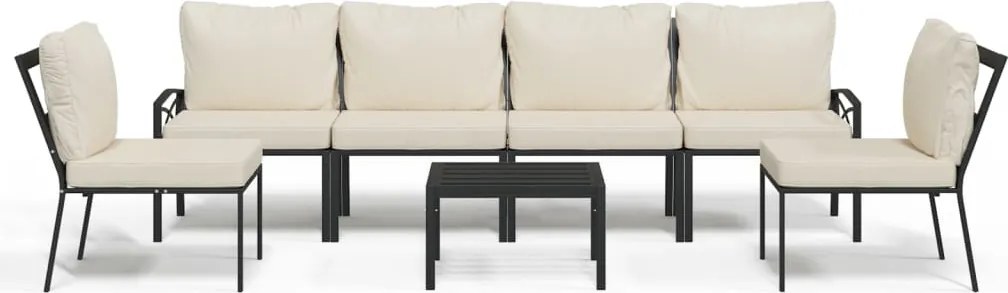 vidaXL Set mobilier de grădină cu perne nisipii, 7 piese, oțel