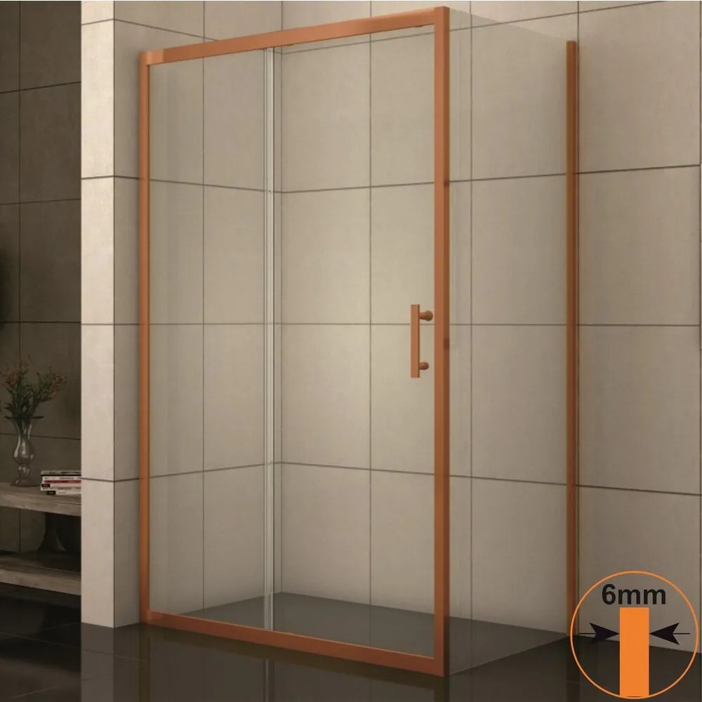 Cabina de dus dreptunghiulara Inter Ceramic cu usa glisanta 120x80 cm bronz - transparent