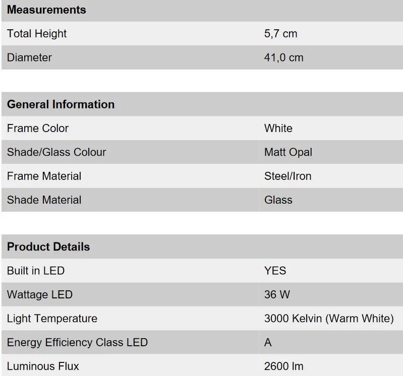 Plafoniera LED moderna LEROX 40cm alba