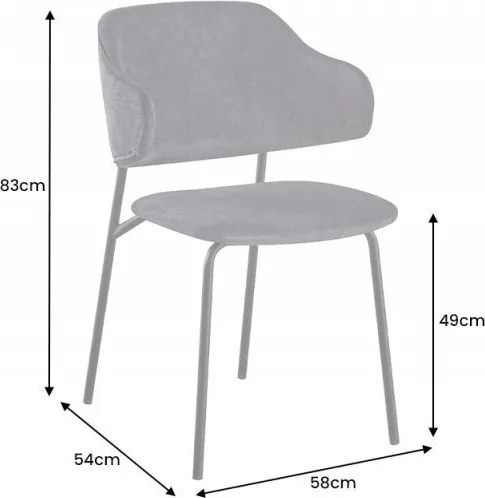 Set 2 scaune stil modern Tracy Alpine, catifea gri inchis