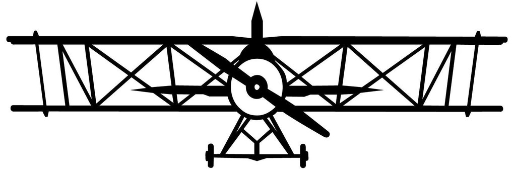Decoratiune de perete Metal Avion, Negru, 23x70 cm