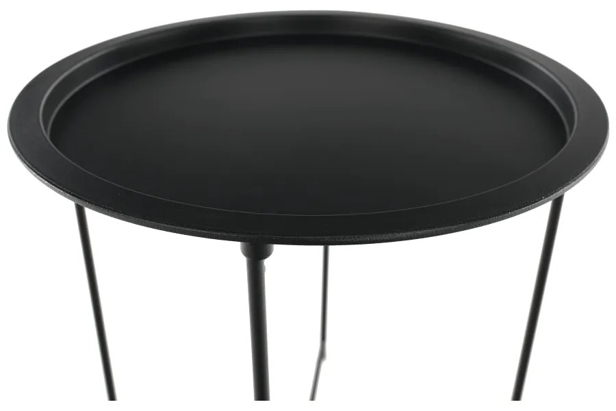 Măsuţă auxiliară cu tavă detaşabilă, negru, RENDER
