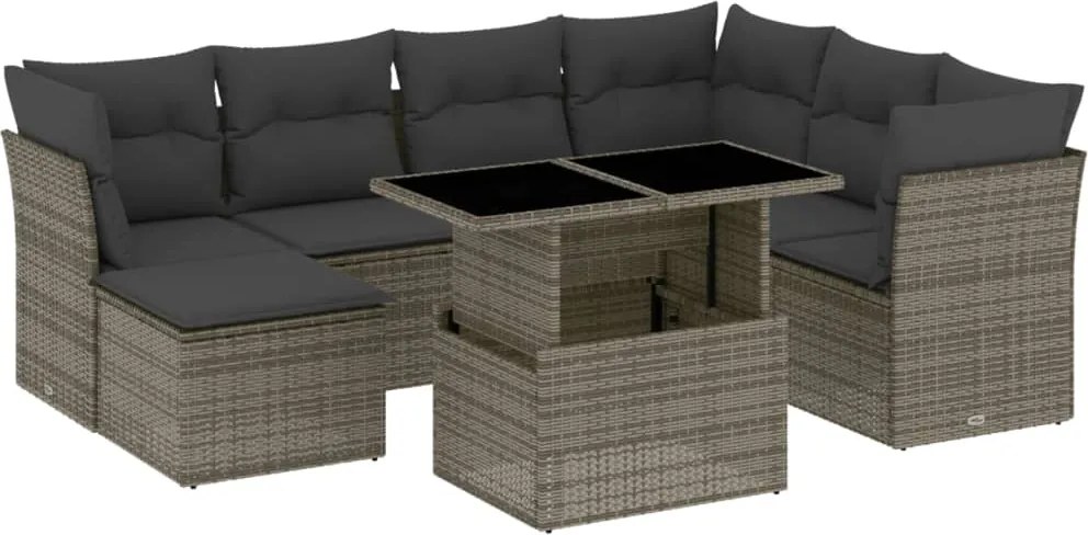 vidaXL Set canapele de grădină cu perne, 8 piese, gri, poliratan