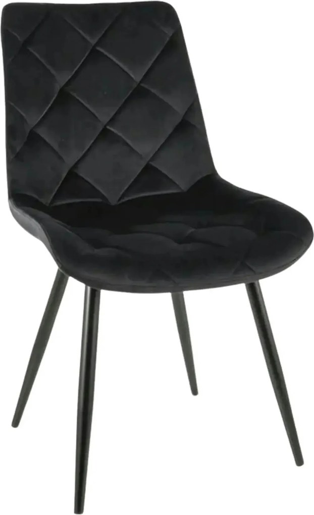 Scaun RALPH, negru, stofa catifelata/metal, 51x42x88 cm