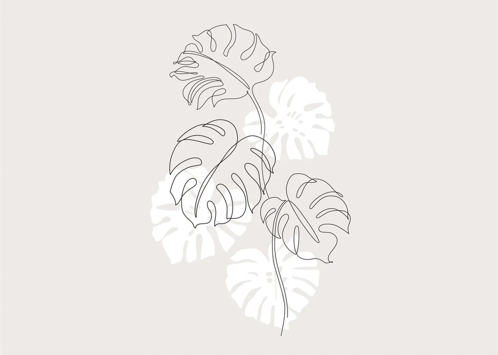 Tablou pe sticlă - Linia de artă monstera N⁰3 (70x50 cm)