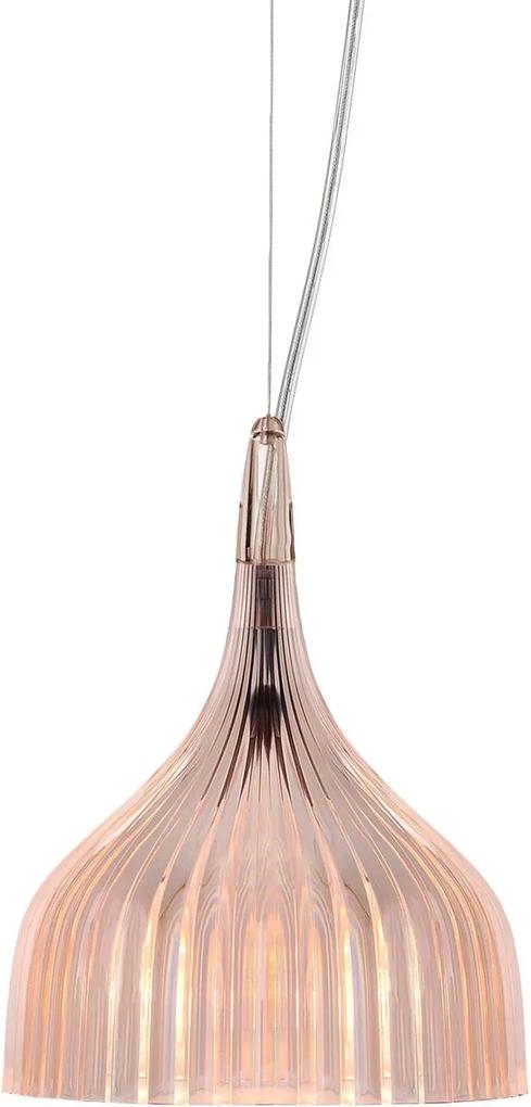 Suspensie Kartell E design Ferruccio Laviani, max 28W E14, h 20-220cm, roz transparent