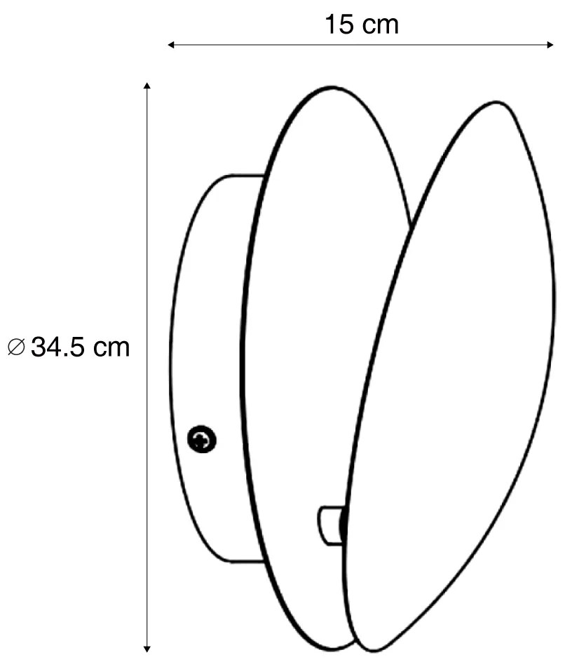 Lampă de perete modernă neagră cu auriu 34,5 cm 2 lumini - Sunrise
