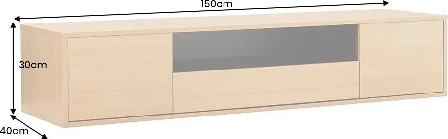 Comoda TV suspendata LOFT 150cm natur/ negru