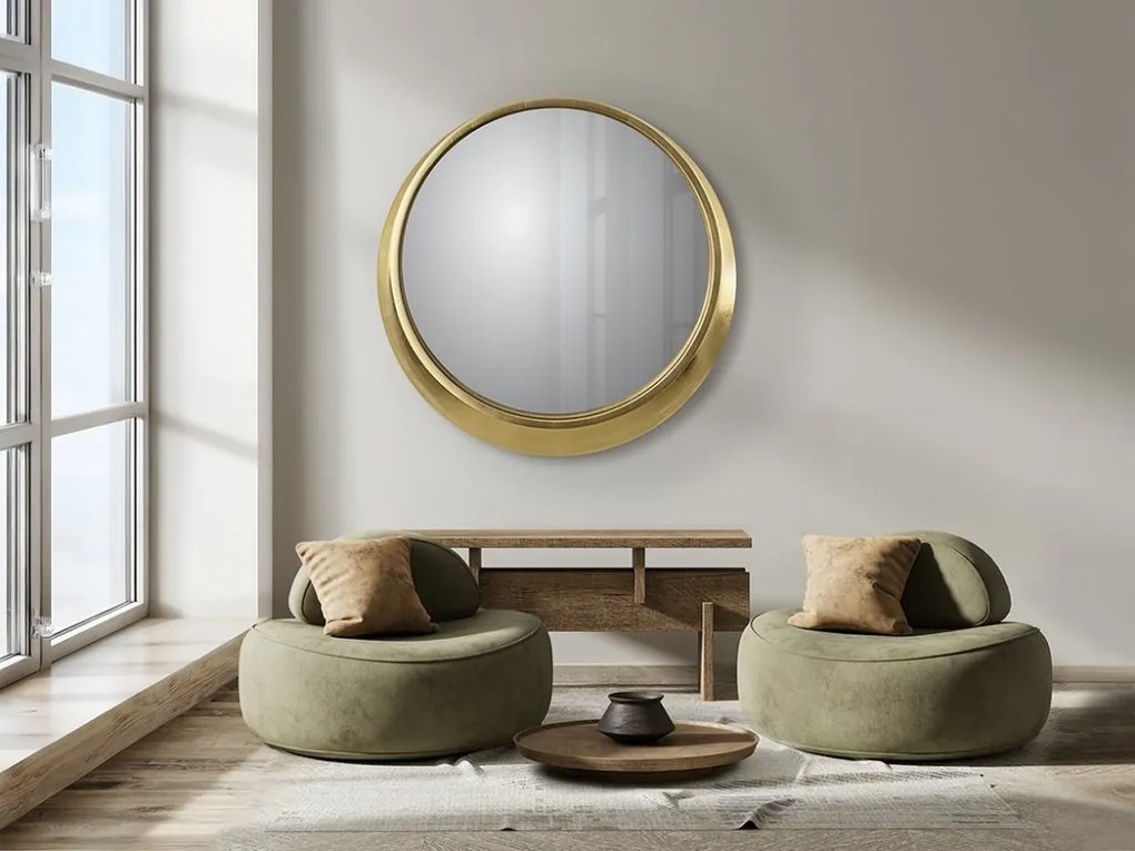 Oglinda de perete rotunda cu rama aurie Alan 87cm