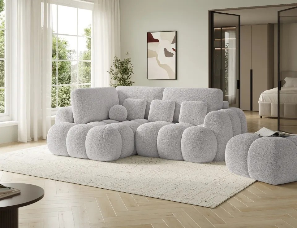 Puf Tapitat Covio 85x85x52 cm, gri Chenille – Kendell 03