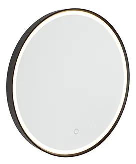 Oglindă de baie neagră 50 cm incl. LED cu dimmer tactil - Miral