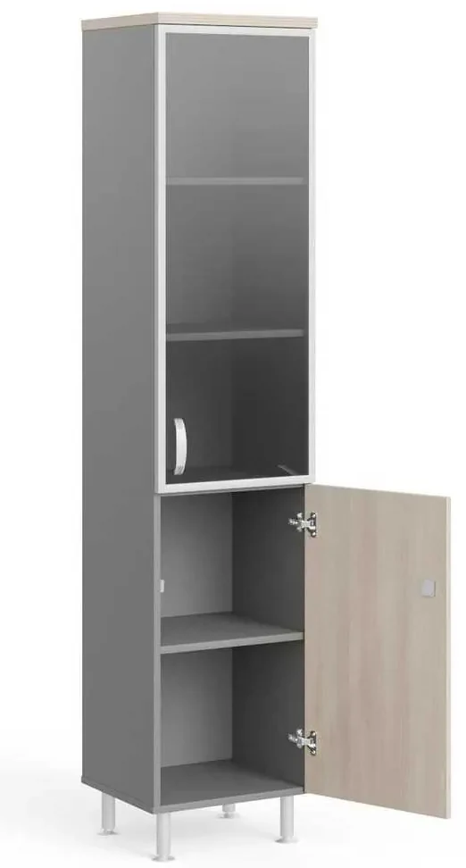 Dulap înalt Manager LUX 45 x 43 x 207,4 cm, dreapta, salcâm deschis / gri