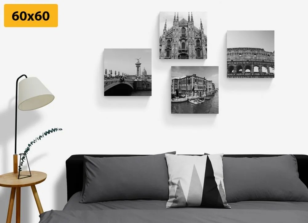 Set tablouri orașe istorice în design alb-negru