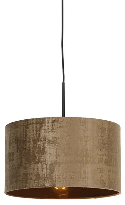 Lampă modernă suspendată neagră cu abajur maro 35 cm - Combi